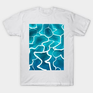 Digital Water Drawing Waves T-Shirt